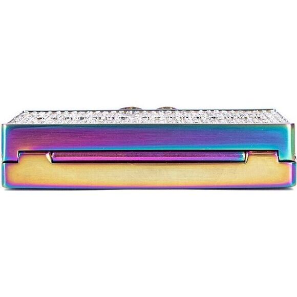 NWT Brandon Blackwood Stainless Steel Rhinestone Card Case Iridescent $200 - Picture 6 of 14